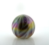 Gibson Glass Co. Iridescent White & Gold Pulled Feather Paperweight, 1984 West Virginia