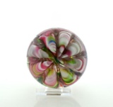 Joe St. Clair Glass Crimped Ribbon Multi Colored Paperweight, Indiana