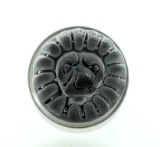 FM Ronneby Magnum Smokey Lion Head Art Glass Paperweight, Etched “FM Ronneby Sweden M79B”