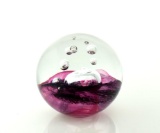 Pfeiffer Art Glass Bubbles Over Bed of Black/Cranberry Paperweight, Holland w/ Label, Netherlands