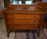 Late 19th C. Hand Made Tiger Oak Lowboy with Barley Twist Turnings, Prob. British