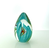 Unsigned Glass Eye Studio Aventurine Sea Life Tear Drop Shaped Paperweight