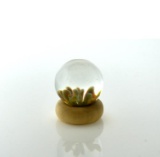 Justin Shore Art Glass Orb/Marble, White Flower with Orange Center, West Virginia