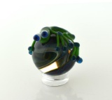 Unmarked Art Glass Orb/Marble with Applied Frog