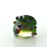 “Boomwire” Jason Bloem Art Glass Marble with Applied Frog & Lady Bug