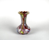 Arte Vetraria Muranese (AveM) “Tutti Frutti” Mid-Century Murano Glass Vase w/ Ruffled Edge, Italy