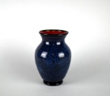Orient & Flume 8” Art Glass Vase by Scott Beyers, Blue with Black Specks