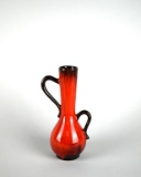 Vintage Orange/Red Flambe Two-Handle Vase