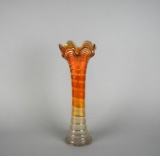 Vintage Imperial Ripple Ribbed Ombre Marigold Carnival Stretch Glass Vase