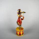 Vintage Wind Up Tin Litho Duck Dancing on Drum Mechanical Toy