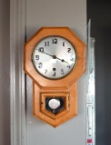 Small Vintage Waterbury Clock Co. Wall Clock with Key
