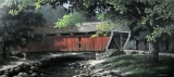Jim Harrison (1936-2016, So. Carolina) Signed Ltd. Ed. Print (690/975) “Covered Bridge in Spring”
