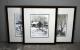 Three Michael Sloan (American, XX) 1980 Prints “Feed Bucket”, “Snowy Morn”, & “The Gathering”