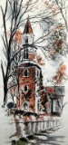 Colonial Williamsburg Print, Bruton Parish Church in Nice Vintage Frame