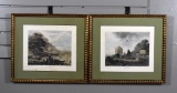 Two J. Dearman Landscapes from 18th C. Plate Engravings by D. Wolstenholme “Autumn” & “Summer”