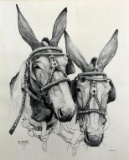 Bonnie Shields (American, XX) Open Edition Print of Tennessee Mules, 1973