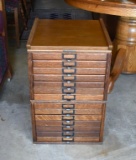 Antique Yawman & Erbe Manufact. Co. Oak Fourteen Drawer Printer / Collector Flat File Cabinet