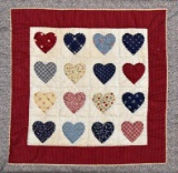 Framed Colorful Quilted Rustic Heart Patch Panel