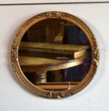 Round Ornate Giltwood Framed Wall Mirror