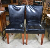 Pair of Contemporary Black Faux Leather Side Chairs