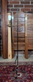 Black Wrought Metal electric Floor Lamp with Brass Finial No Shade