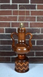 Bruce Logan “Artistry in Wood” Hand Crafted Lamp with Original Design & Swan Head Handles, VA