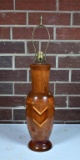Bruce Logan “Artistry in Wood” Hand Crafted Lamp with Original Design of Chevrons, Virginia