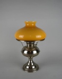 Antique Rayo Nickle Plated Metal Kerosene Lamp with Cased Glass Shade, Patented1905