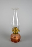 Vintage B&P Queen Anne No. 2 Oil Lamp with Faceted Pink Glass Font