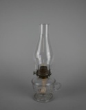 Antique P&A Patterned Clear Glass Oil Lamp with Finger Loop
