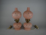 Vintage Pair of Small “Gone with the Wind” Style Pink Boudoir Lamps