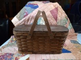 Vintage Two Swing Handled Picnic Basket with Hinged Lids