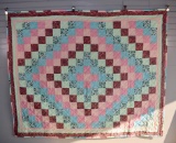 Vintage Signed Mennonite “Trip Around the World” Quilt, Utah 1993