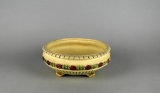 Weller Pottery Footed Bowl/Planter with Rose Garland & Ribs