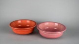 Two Homer Laughlin China Co. Fiesta Coral/Orange & Pink Cereal Bowls