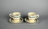Pair of Myott Staffordshire Fruit Basket “Elegance” Porcelain Demitasse Cup & Saucer, England