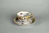 Schumann Bavaria Dresden Style Porcelain Demitasse Cup & Saucer, US Zone Germany