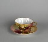 Haviland Hand-Painted Teacup & Saucer w/ Floral Spray, France