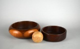 Two Bruce Logan Handcrafted Wood Bowls Plus Carved Ball, Virginia