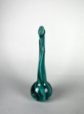 Green Blown Stretch Glass Bud Vase