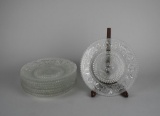 Set of Eight Pretty Duncan & Miller Clear Sandwich Glass Luncheon Plates