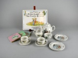 Wedgwood Nine Piece Child's Peter Rabbit Themed China Tea Set & 4 Beatrix Potter Children's Books