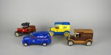 Lot of 4 Die Cast Model Car Advertising Banks: True Value, Nestle Quik, Ertl Replicas, Martin & Co.