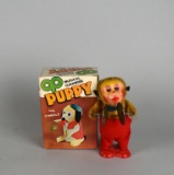 Two Vintage Clockwork Wind Up Mechanical Toys: “Musical Puppy” & “Musical Monkey”
