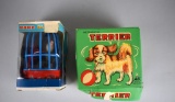 Two Vintage Wind Up Mechanical Toys: Alps “Terrier” & “Singing Bird in Cage”