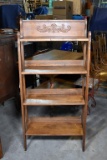 Vintage Folding Oak Four-Shelf Bookcase