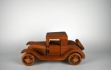 Hand Made Wood Old Timey Car Model with Moving Wheels & Doors