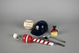 Lot of Children's Toys, Campbell's Child's Fork & Spoon, MacGregor Baseball, & Bell
