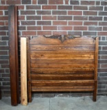 Antique Oak Full Size Bed Frame (Head & Foot) with Oak Rails and Pine Slats