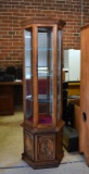 Vintage Mediterranean Style Lighted Curio with Four Shelves